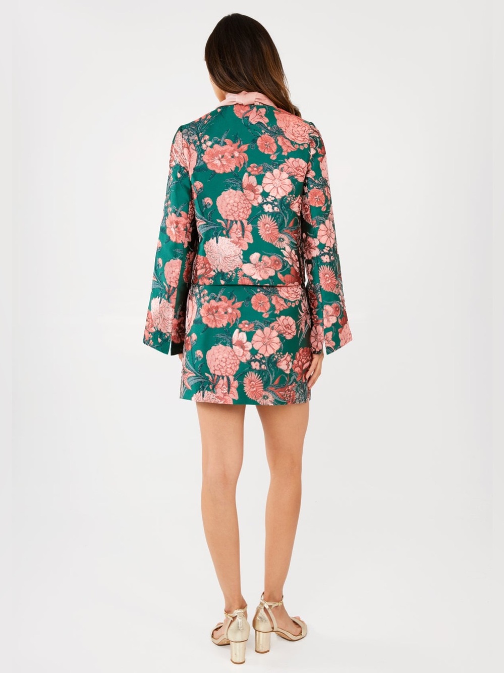 Abbey Glass Kennedy Set of 2 pcs Jacket & Skirt Forest Mum Jacquard Plus Size 2X - Picture 4 of 9